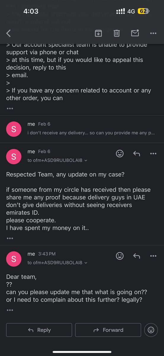 adroitmyself's tweet photo. our delivery company said you have received, I demanded to show me a proof as in UAE delivery guys don't give parcels until they check Receiver 's Emirates ID. and now they are not even replying.. @AmazonAE @amazon Cheap customer service.. https://t.co/thcYQzB1Xt