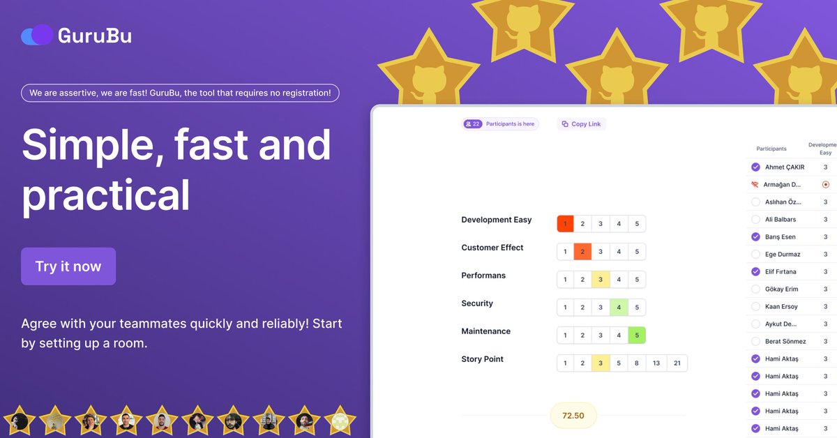 We are thrilled to announce that “GuruBu” has reached 50 stars 🌟 on GitHub!
Once again, thank you for believing in “GuruBu” and for being part of our journey. Here’s to many more stars, collaborations, and successes ahead! 🚀

github.com/Trendyol/gurubu