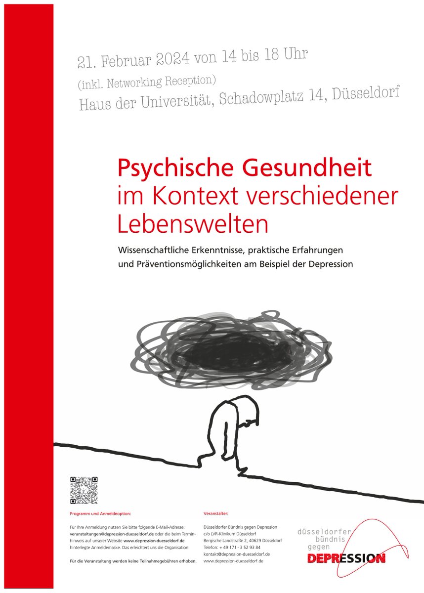 Save the Date: 21.02.24, 14-18 Uhr
📍Haus der Universität
#PsychischeGesundheit im Kontext verschiedener Lebenswelten
Mit dabei sind die chs-Kolleg*innen Freia De Bock (<a href="/ProfFreiaDeBock/">Univ.-Prof. Dr. Freia De Bock, MPH</a>), Peter Angerer und Adrienne Alayli (beide <a href="/HHU_de/">Heinrich-Heine-Universität Düsseldorf</a>). #mentalhealth