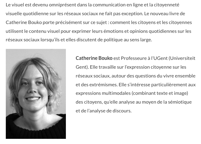 lyd_denis's tweet photo. Séminaire @engage_uslb | 
Le 22/02 à 16h, nous avons le plaisir de recevoir @CatherineBouko qui présentera son nouveau livre : 'Visual Citizenship. Communicating political opinions and emotions on social media' !

RDV à l'@uclouvainslbxl 

Inscriptions➡️ https://t.co/wWazfQkbLa https://t.co/1Zewrc3YKP