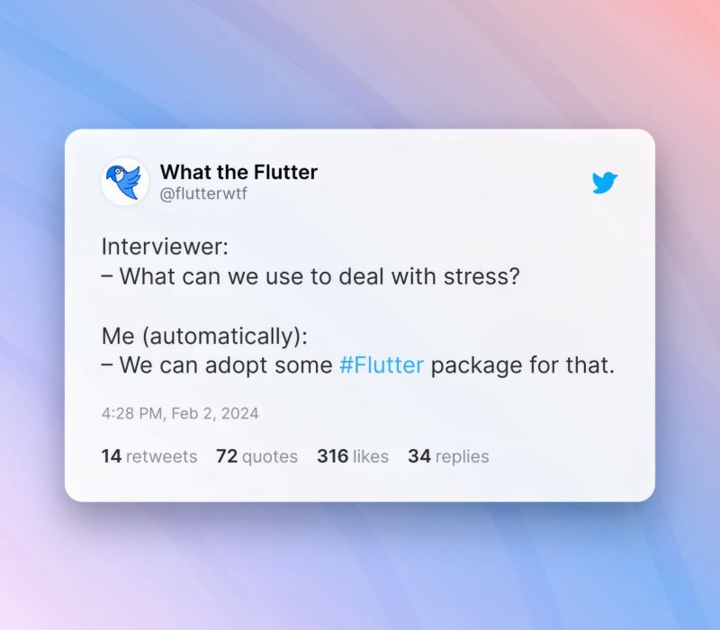 flutterwtf's tweet image. Typical #Flutter interview 🤭