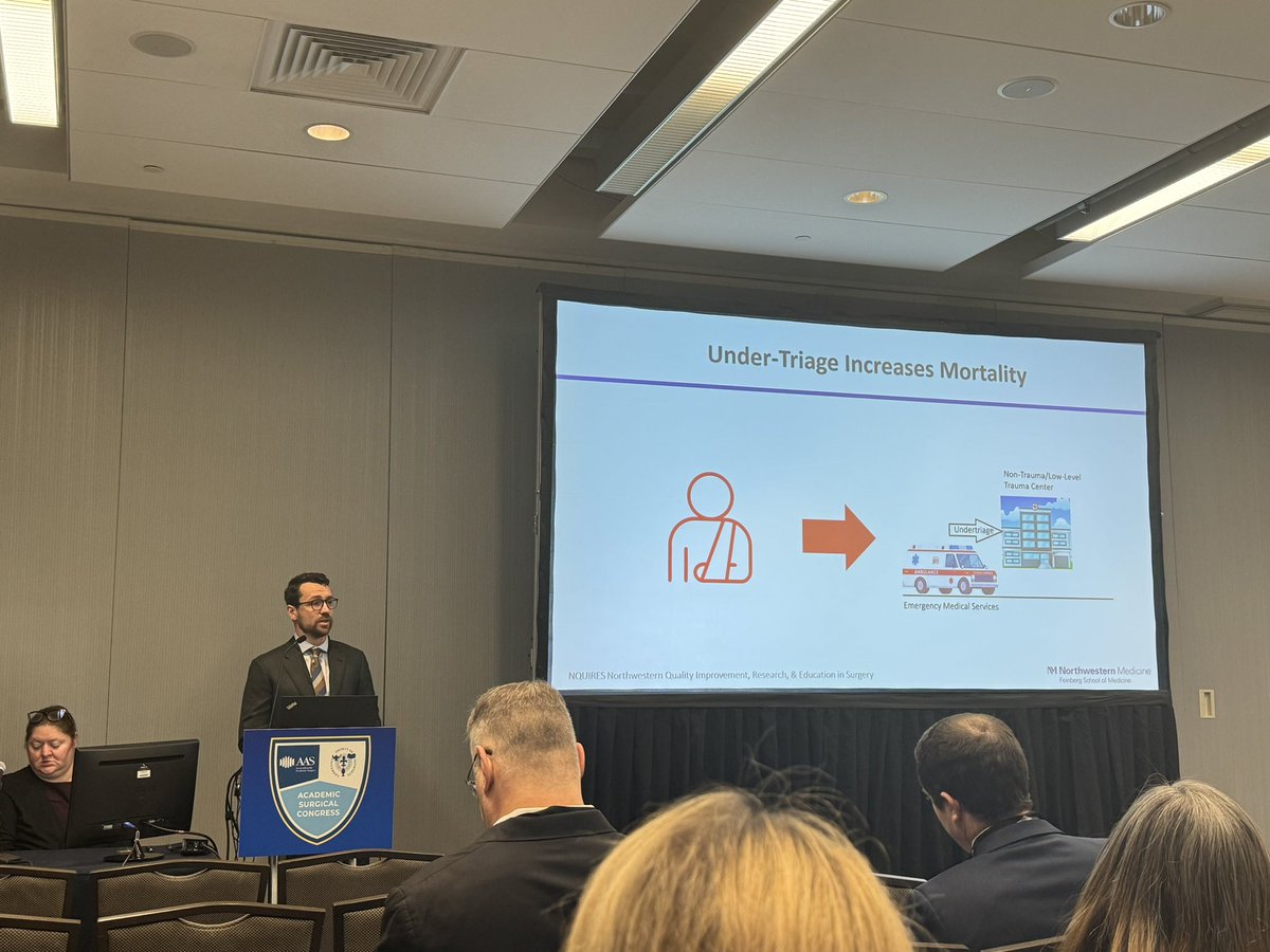 Another earth shattering talk by @JohnDSlocum on improving re-triage processes of trauma patients. Impressive work! @AnneMStey @NQUIRES1 @NMSurgery @AcademicSurgery #ASC2024