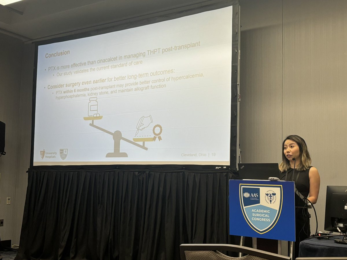 Congratulations @H_HannahZhao on her presentation on the timing of surgery for tertiary hyperparathyroidism! #ASC2024