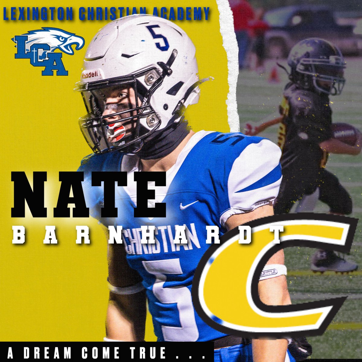 #DREAMCOMETRUE as senior Nate Barnhardt will continue his playing career at Centre College! #WEARELCA
