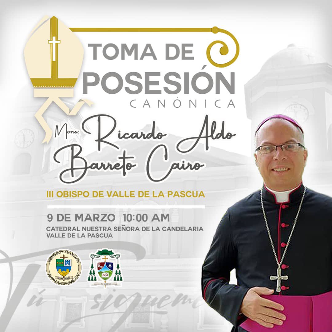 DiocesisVDLP's tweet photo. La Diócesis de Valle de La Pascua se prepara para la celebración de la toma de posesión de su III obispo, Mons. Ricardo Aldo Barreto Cairo, a realizarse el sábado 09 de marzo de 2024, a las 10:00 am en la Catedral Nuestra Señora de la Candelaria. https://t.co/CtoUyzb8T7