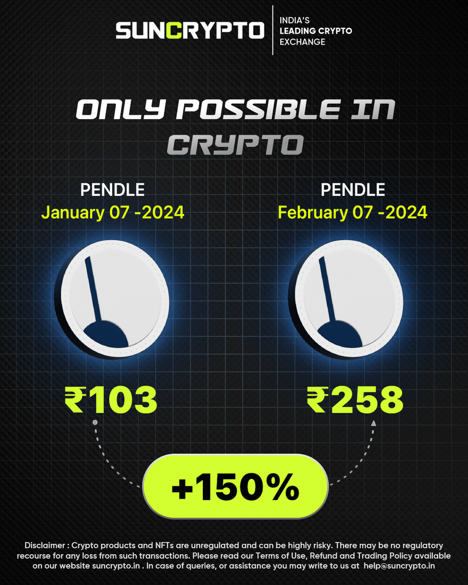 suncryptoin's tweet photo. It can only be possible in the crypto market 🚀😎
$PENDLE #PENDLE #Suncrypto #suncryptoexchange #Suncryptoin https://t.co/u6kXnWFZlG