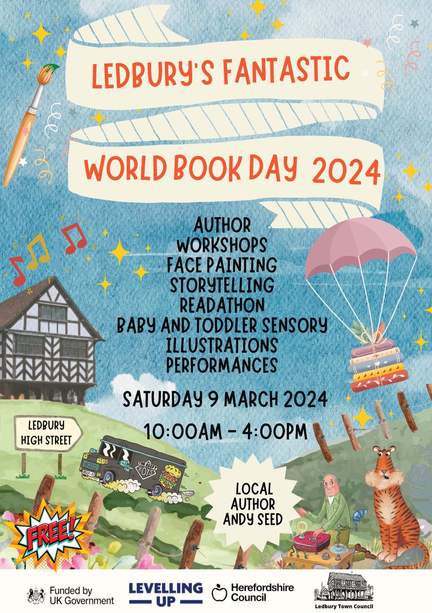 Ledbury's Fantastic World Book Day 2024 - Saturday 9 March 10.00am - 4.00pm