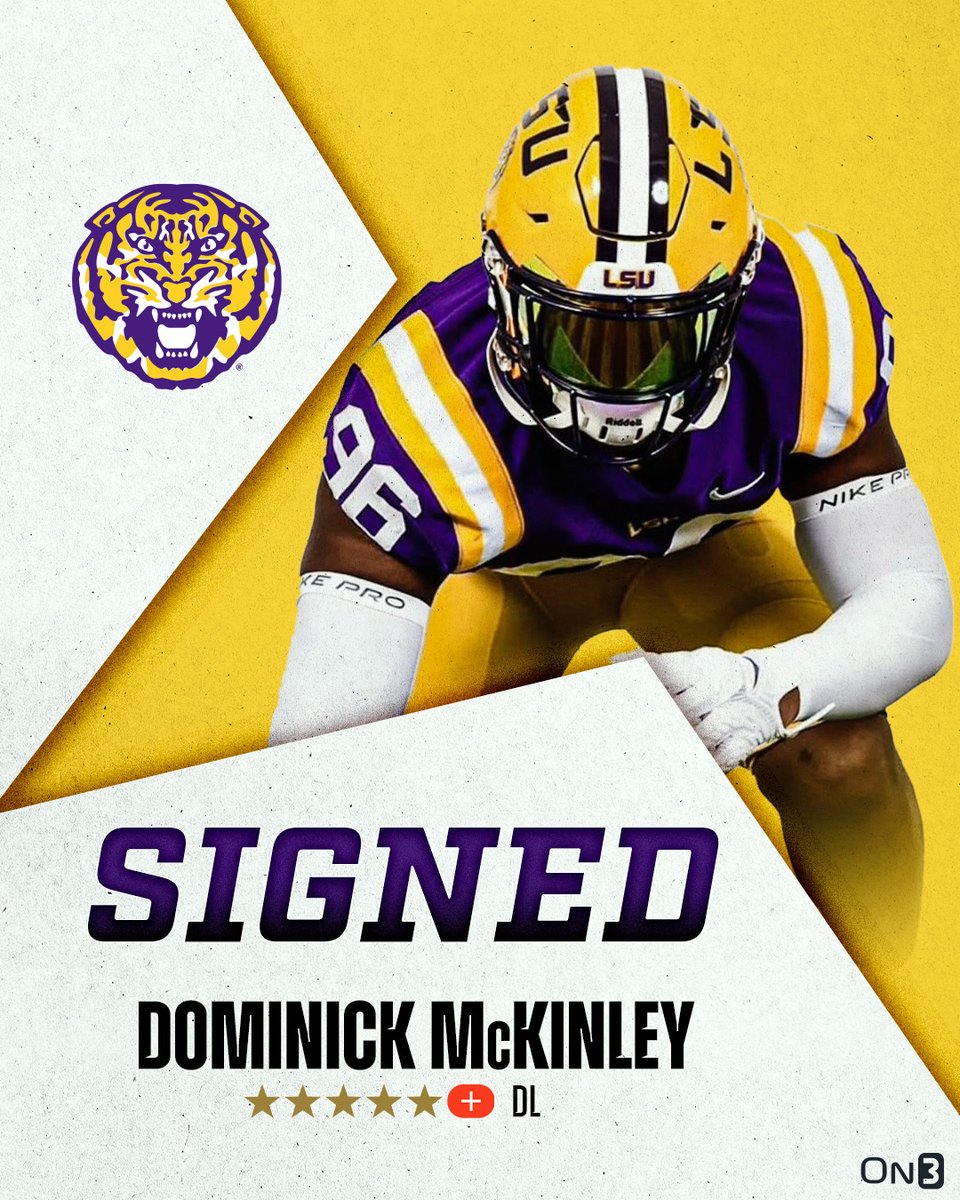 Five-Star Plus+ DL Dominick McKinley has signed with LSU🐯 on3.com/college/lsu-ti…