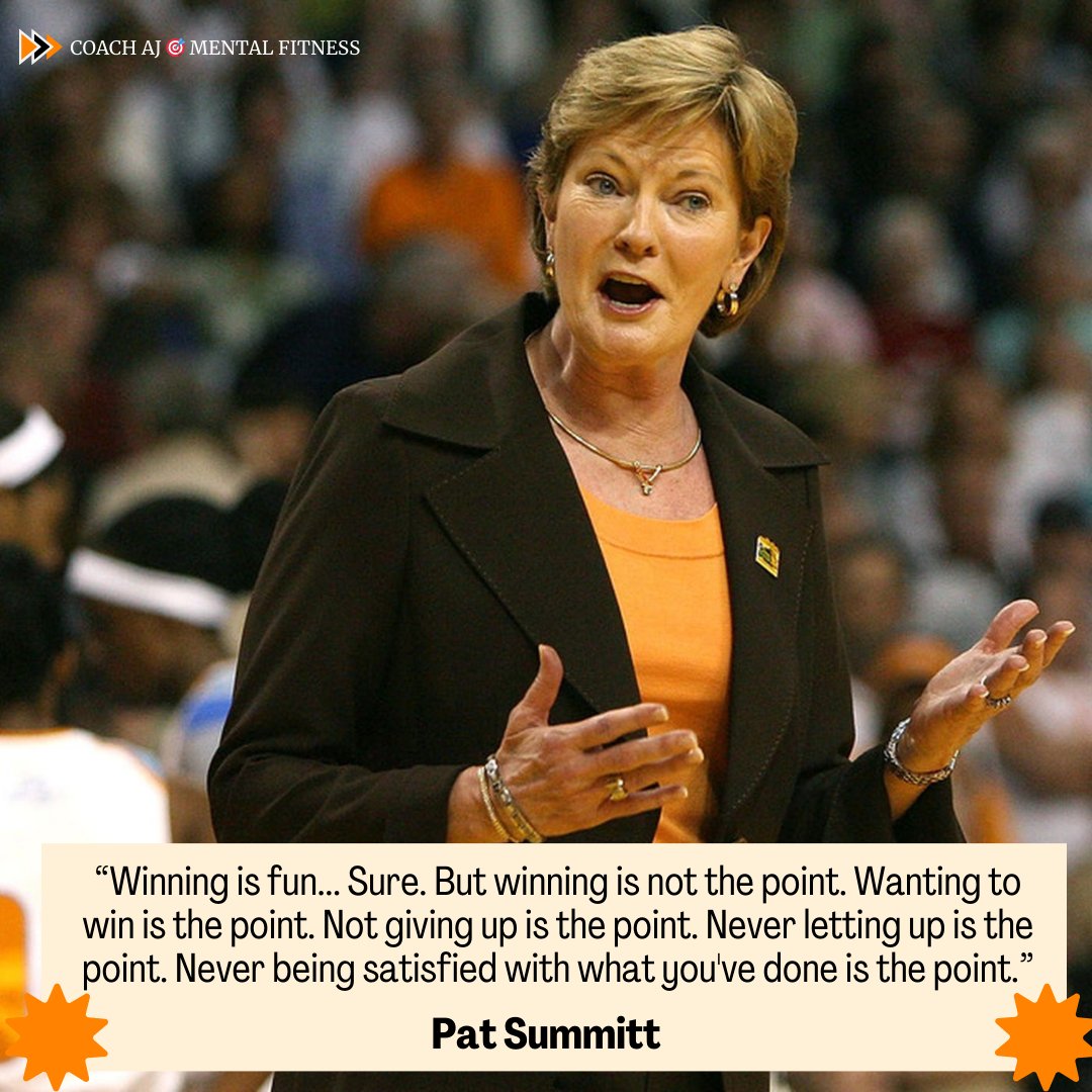 Pat Summitt said, “Winning is fun... Sure. But winning is not the point. Wanting to win is the point. Not giving up is the point. Never letting up is the point. Never being satisfied with what you've done is the point."

Your character is what you do.

Good character isn't about