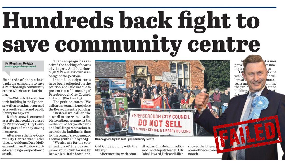 Darren_Fower's tweet image. 🤷🏻‍♂️ Q: How is the #Eye Community Centre any more important than the #Walton or #Paston centres❓
🤷🏻‍♂️ Why are none of the residents asking why their #Tory councillors voted in favour of adding it to the Council's disposal list❓

#CllrRylanRay #CllrSteveAllen #CllrNigelSimons