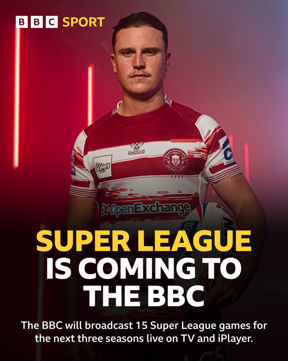 We can't wait for this 🔥🏉

<a href="/BBCSport/">BBC Sport</a> will be bringing you live <a href="/SuperLeague/">Betfred Super League</a> for the next three seasons!

Coming up:

▪️ 15 matches across BBC TV and <a href="/BBCiPlayer/">BBC iPlayer</a>

▪️ The World Club Challenge

▪️ Highlights from every match on the <a href="/BBCSport/">BBC Sport</a> website and app

#BBCRL