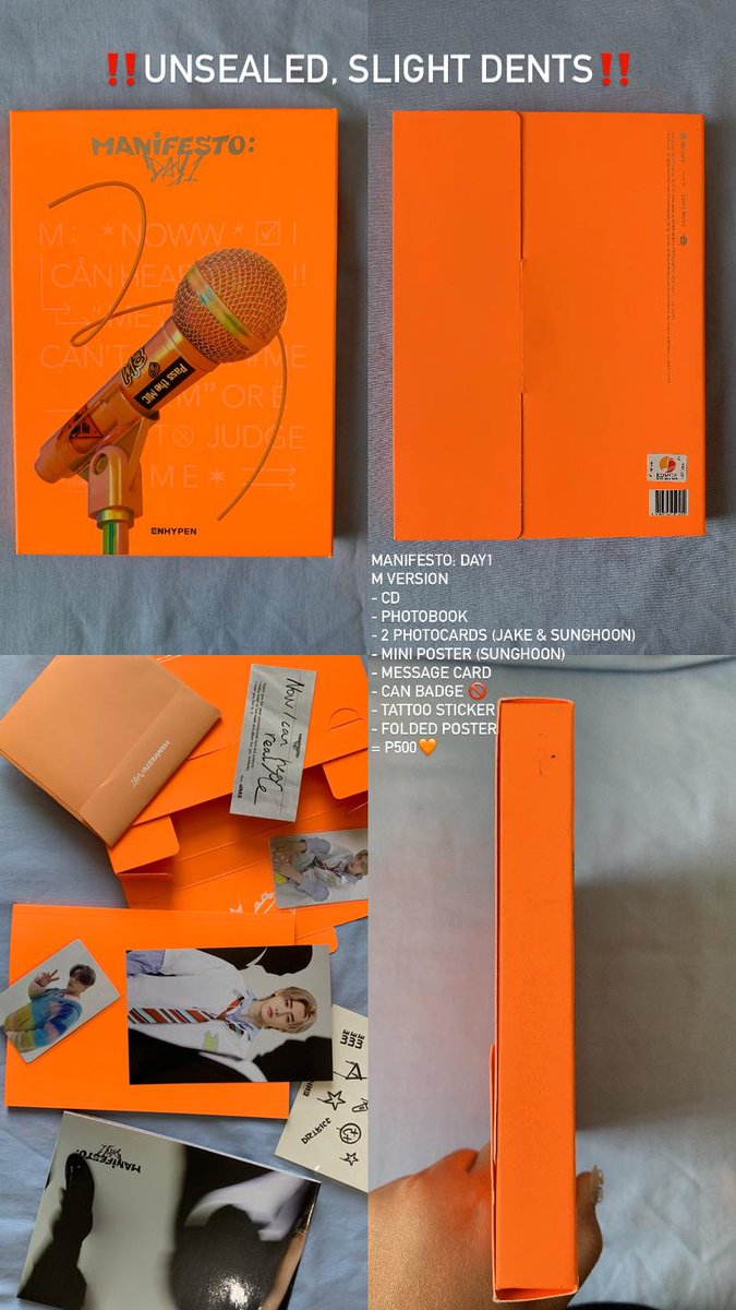 sunpurchase's tweet photo. #sunsells
wts lfb ph

♡ manifesto d1 unsealed | pic for inclus
— M engene ver ₱ 400
— M ver ₱ 500
— D ver ₱ 600
— 3 for ₱ 1.5k

— minor dents
— on hand
— cod/gcash
— meet up/ggx

⌗ enha enhypen pc pcs album photocard merch jungwon heeseung jay jake sunghoon niki ni-ki https://t.co/3LQL2x3wQx