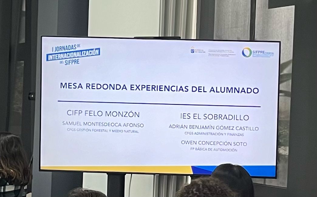Segundo dia en la I Jornadas de Internacionalización del SIFPRE. Hoy con la experiencia de nuestros alumnos Erasmus.