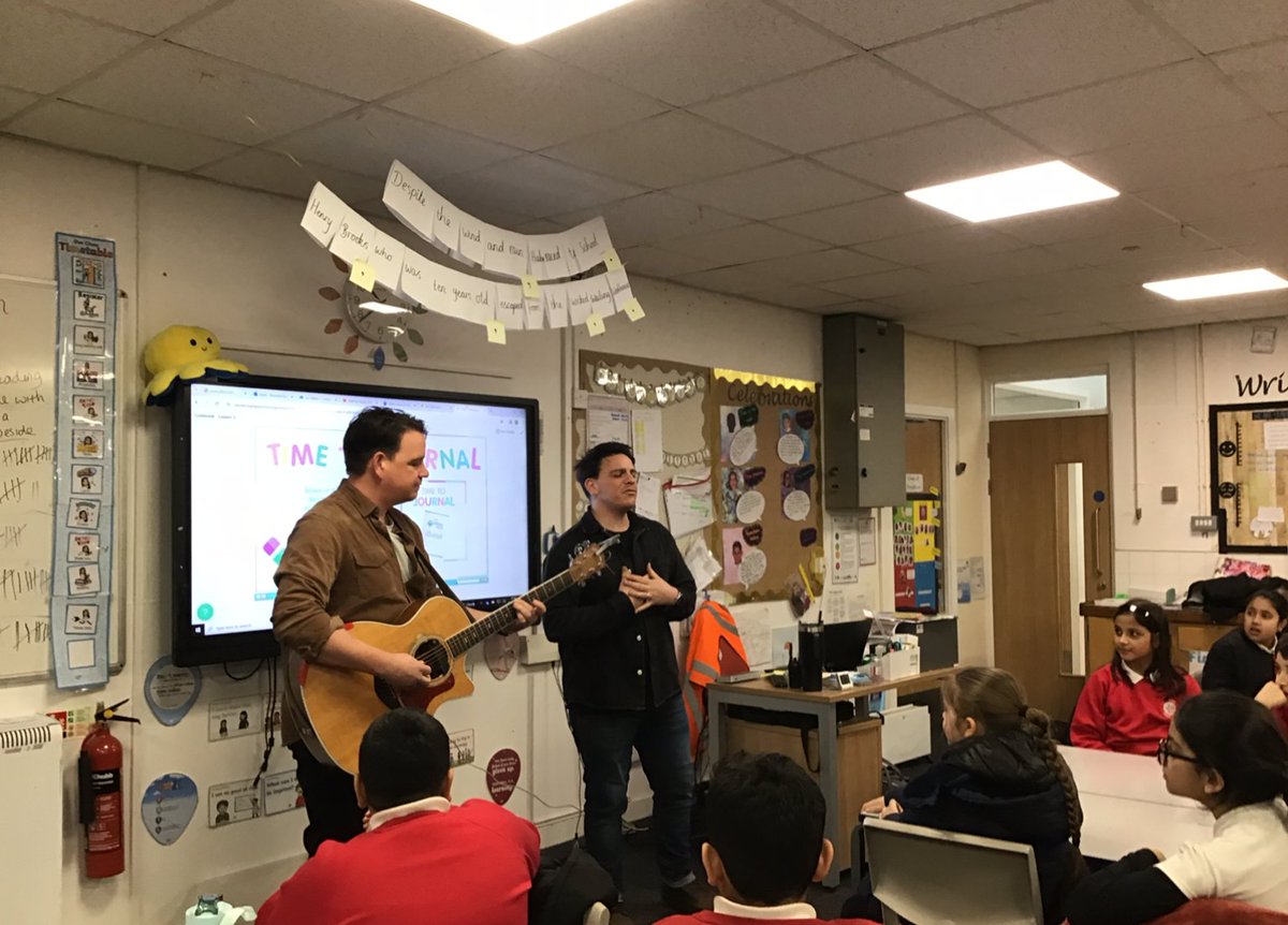 LapagePrimary's tweet photo. Year 5 had a magnificent, musical day with @thedunwells! The children had the opportunity to write their own original songs with the musicicans, as well as perform these in front of the rest of Key Stage 2. A massive thank you to The Dunwells for inspiring our future musicians! https://t.co/ip9KNknoot