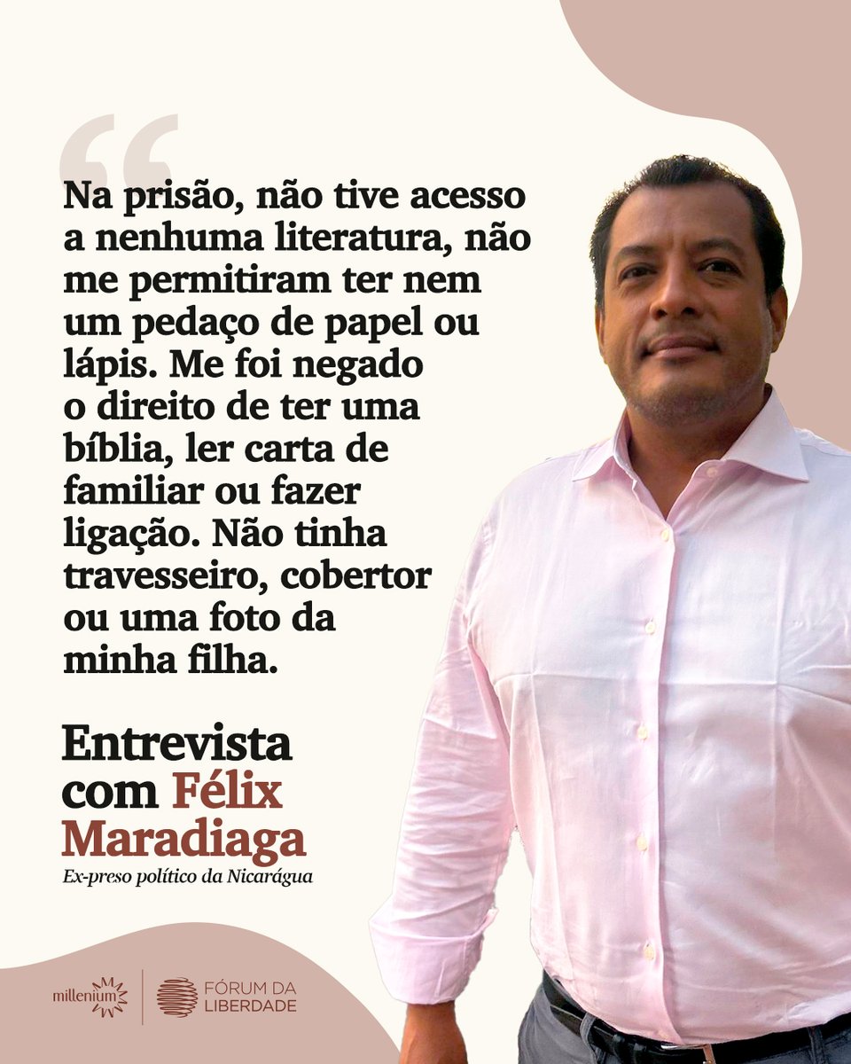 Felix Maradiaga, líder da oposição na Nicarágua e ex-preso político do regime de Ortega será um dos palestrantes do <a href="/fliberdade/">Fórum da Liberdade</a> . Leia sua entrevista para o Instituto Millenium: exame.com/colunistas/ins…