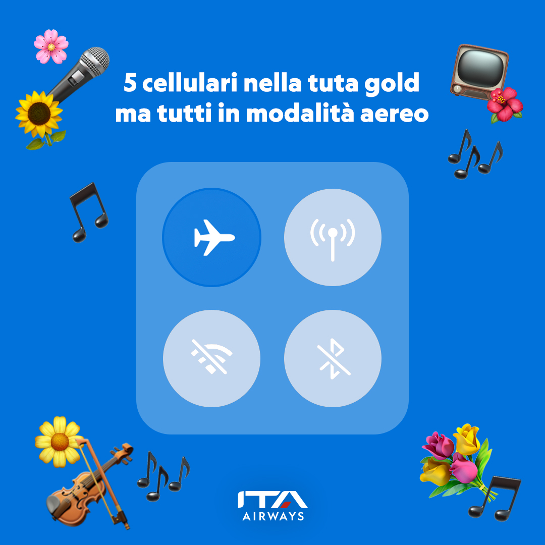 ITAAirways's tweet photo. Svelato il motivo per cui @Mahmood_Music non richiamerà ✈️
#Sanremo2024 #ITAAirways https://t.co/CbYyJofxYb