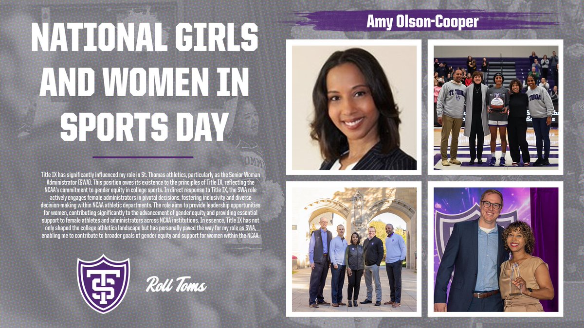 Participating in organized sports since she was five, SWA Amy Olson-Cooper kicks off #NGWSD by sharing the impact of Title IX on her career and St. Thomas athletics

#RollToms