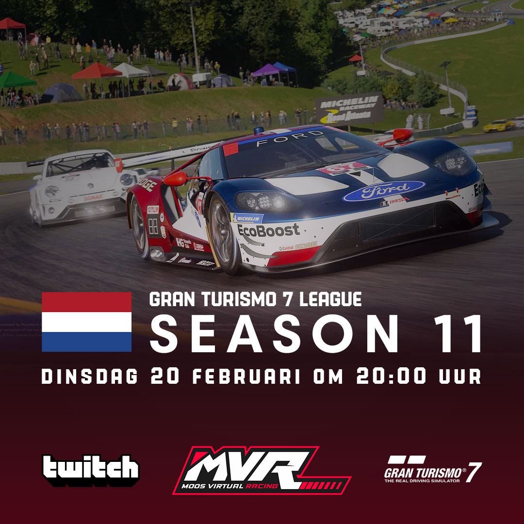 Schrijf je nu in voor seizoen 11 van de Gran Turismo 7 League

Dinsdag 20 februari starten we een nieuw seizoen in de Gran Turismo 7 League. Het thema van dit seizoen is 'Back to GT3'. Meld je nu aan! 🏎️💨

Aanmelden: bit.ly/KoosGKdiscord
Meer info: moosvirtualracing.nl/gran-turismo-7…