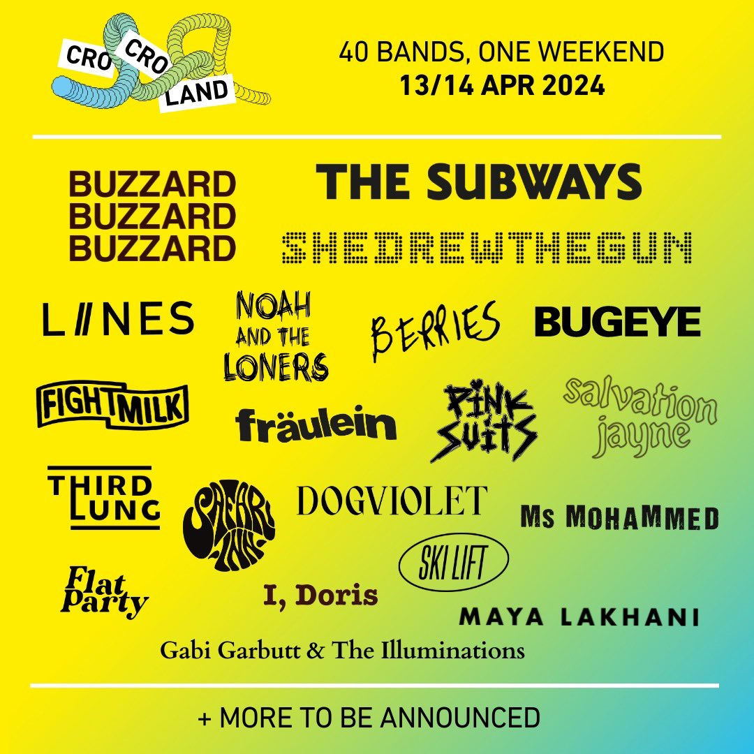 Back by popular demand, @shedrewthegun joins the #crocroland bill with @buzzardbuzzard @thesubways @frau13in @dogvioletband and more Get Tickets: wegottickets.com/f/13319