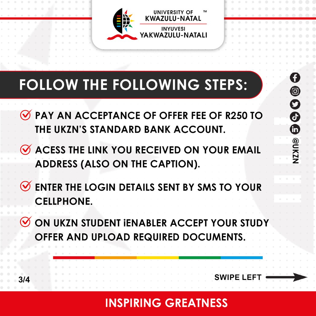 UKZN's tweet photo. Hey, UKZN community!
Here is a step-by-step guide on how to accept an offer at UKZN.
#UKZNRegistration2024
#Inspringgreatness
#UKZN https://t.co/kjv1r4AeeI