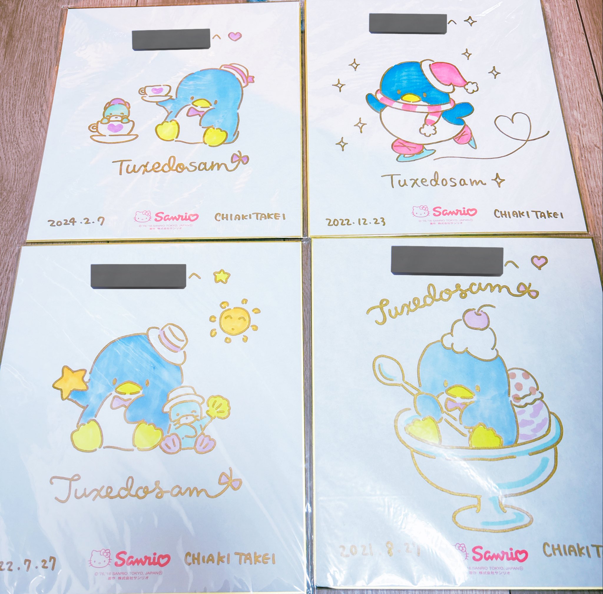 タキシードサム　武井千亜希先生　イラストサイン色紙 ミラクルサイン会 サンリオ タキシードサム 武井千亜希先生 イラストサイン色紙 ミラクル