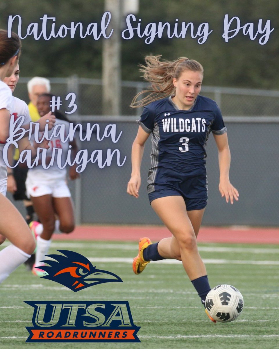 Congratulations to our Senior Forward/Midfielder Bri Carrigan!!!! The Wildcat ⚽️family is so proud of you!!! We know you will be GREAT at UTSA!!! <a href="/UTSAWSOC/">UTSA Soccer</a> 

<a href="/TMHS_GSoccer/">TMHS Lady Wildcat Soccer</a> <a href="/TISDTMHS/">Tomball Memorial High School</a> <a href="/TMHS__athletics/">Tomball Memorial Athletics</a>