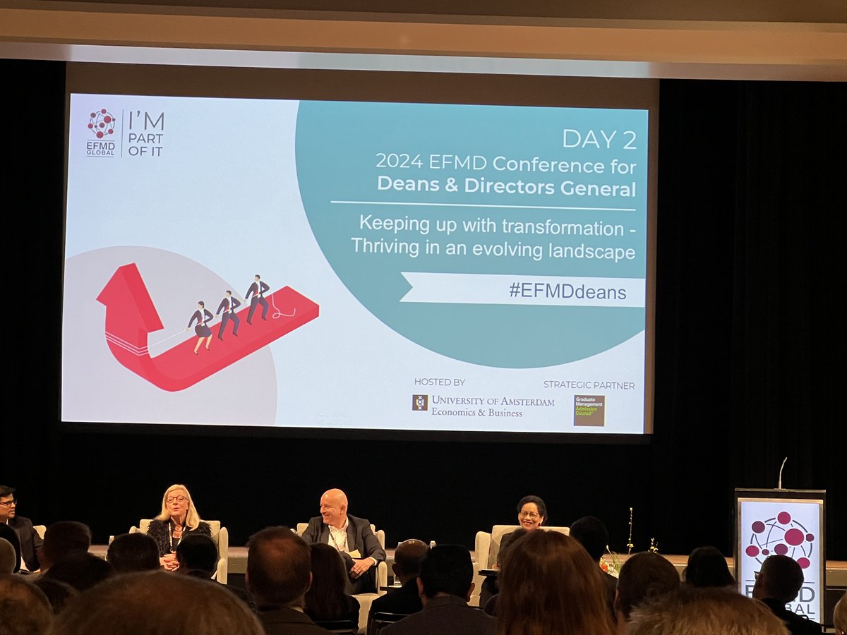 sebtran's tweet photo. The place to be for the deans of business schools : the #EFMD deans conference in the heart of Amsterdam. Sessions cover a lot of issues : societal impact of business schools, AI in teaching, evolution of business models, etc. Thanks to @EFMDNews for this moment ! https://t.co/dfRugTdYXd