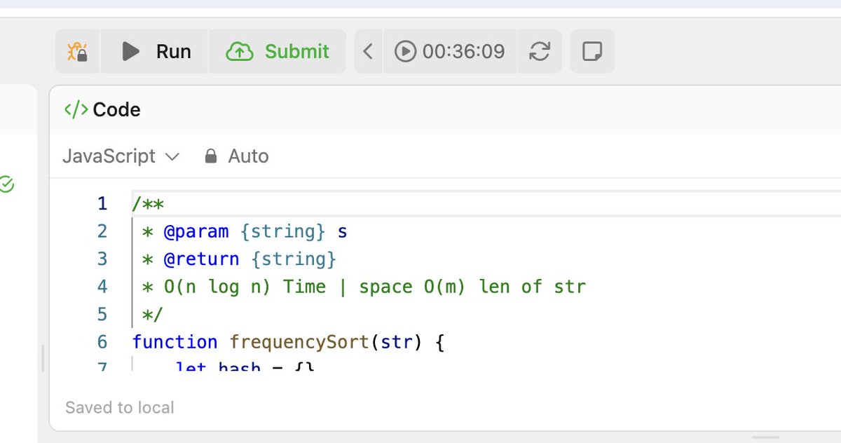 mesunilbagde's tweet image. Daily Coding Problem

451. Sort Characters By Frequency

I thought it will be fast, bt 36:09 time

#coding #alwaysbecoding #learnbydoing #javascript #leetcodestreak