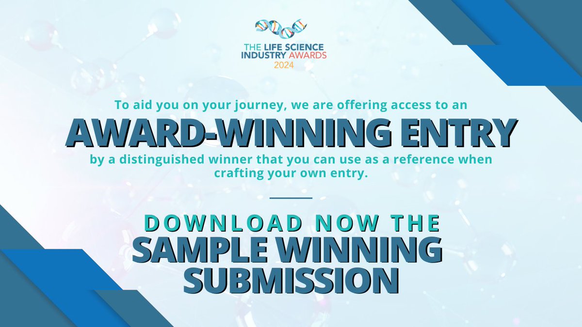 Get ready for the 2024 Life Science Industry Awards!  Boost your entry with our award-winning template from a previous winner. This guide will help you craft a standout application for the judges.

Download it FREE & gain insights today! 

➡️ bit.ly/3Sq5cNU