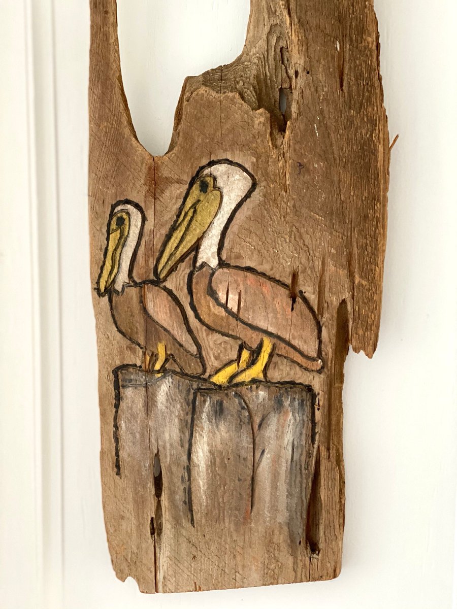 Wooden Decor, Vintage and Hand Made Wooden Pelican Wall Hanging, Coastal Home Decor, Vintage Home Nautical, Pelican Decor, Yard Art, Gift #VintageArt #VintageDecor Buy here etsy.com/listing/918038…