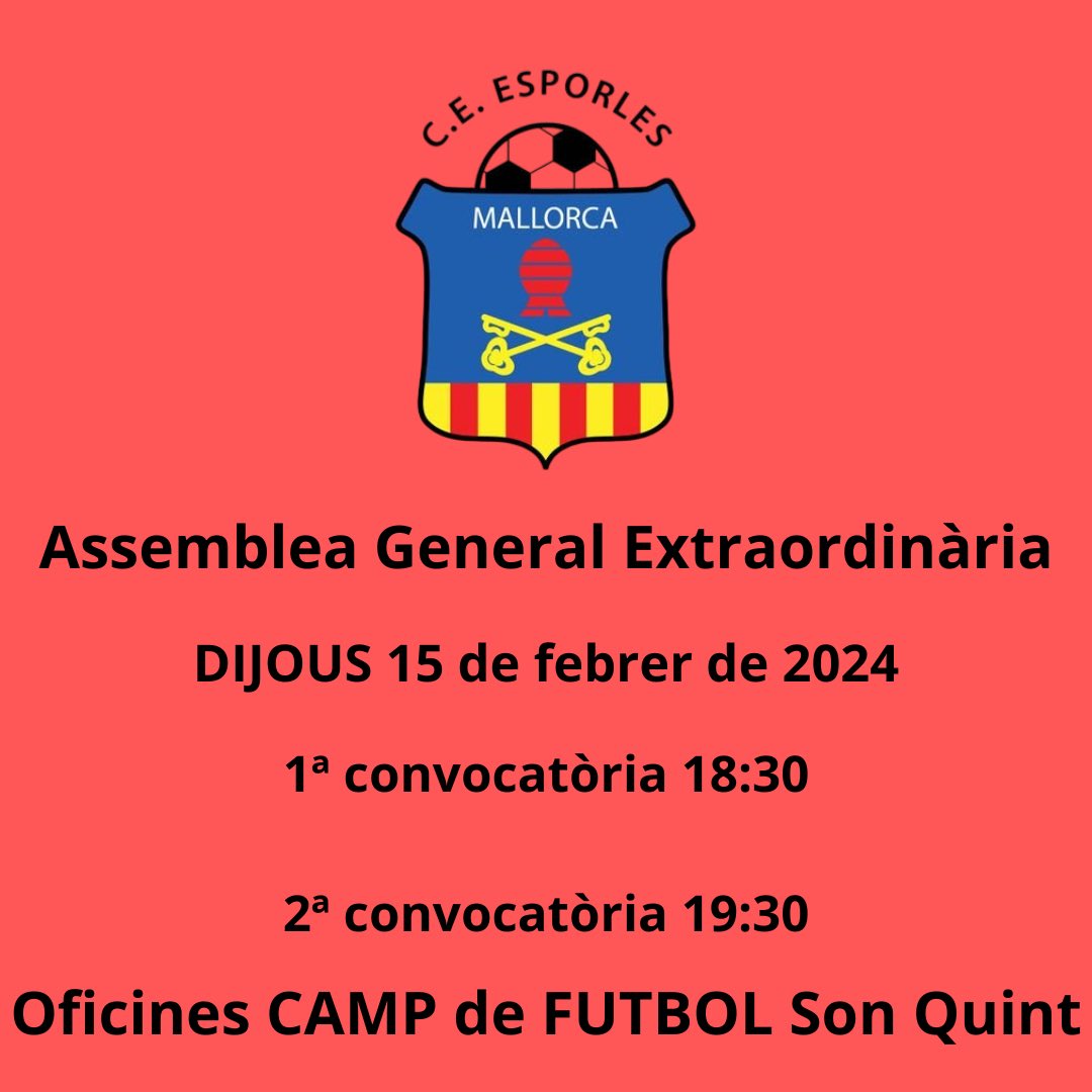 🔴🔴 Convocatòria Assemblea General Extraordinària 🔴🔴