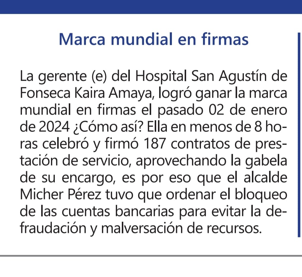 A propósito del tema. Si Kaira Amaya no tenía facultad para firmar esos 187 contratos, que legalidad tienen los mismos?