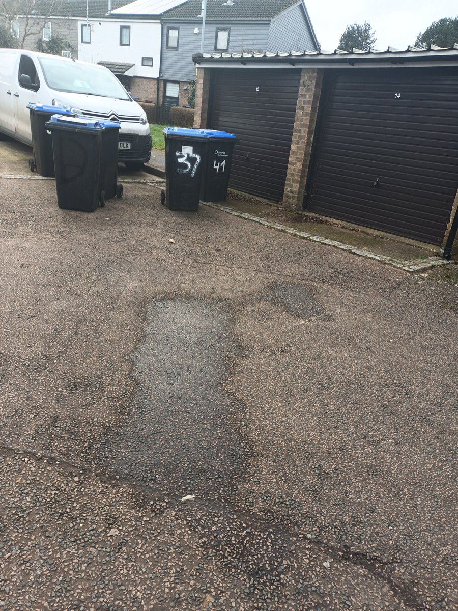 staffielover2's tweet photo. @VeoliaUKHelp your bin crews in Northampton need to stop blocking the road with bins. This happens on a regular basis. They have blocked vehicles and garages. That is not where they took the bins from https://t.co/elln9h7ZTy