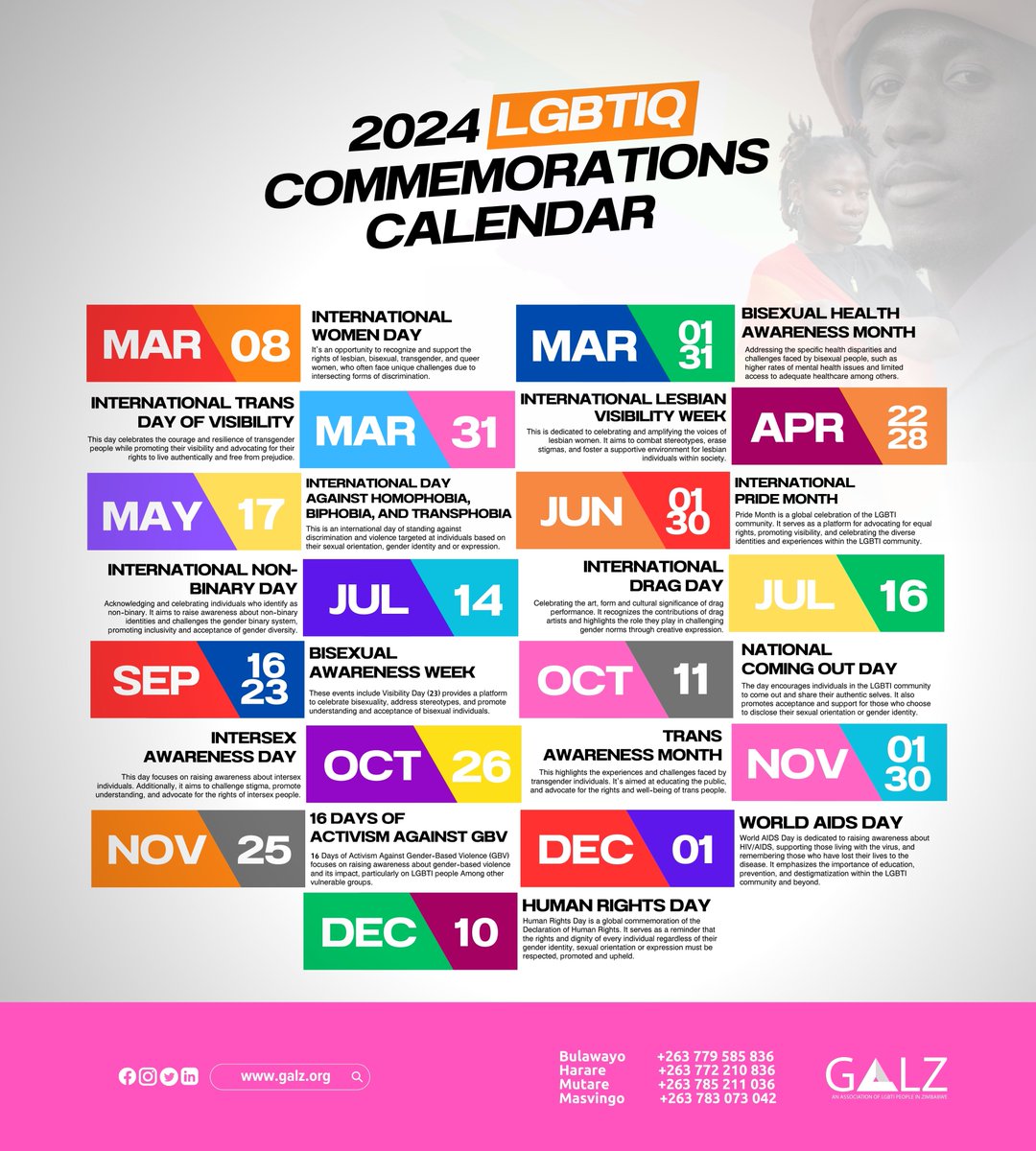 Mark your Calendars! Here is a look at all the LGBTIQ commemorations to look forward to this year. #commemorations #LGBTIQcommunity #galz