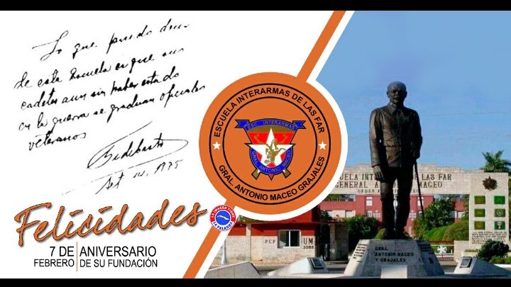 Un día como hoy está de cumpleaños  la Escuela Interarmas General Antonio Maceo. Principal centro de formación de cuadros de mando, técnicos y políticos militares de las FAR los q al graduarse pasan a ocupar los cargos principales a nivel táctico en las unidades de combate.#Cuba