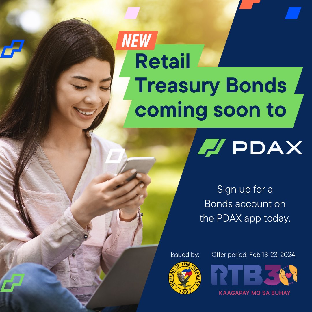pdaxph's tweet photo. 1/ Retail treasury bonds (RTBs) are coming to PDAX. Here's what you need to know. A thread. 🧵 https://t.co/ag2GK5U9jX