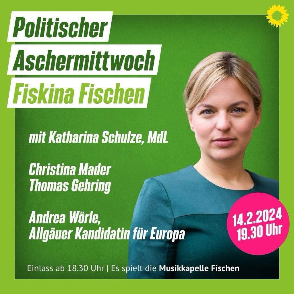 gruene_mm's tweet photo. #Katha in Fischen. Kommt zum #Aschermittwoch! 14. Februar ab 18.30 Uhr https://t.co/JrYfSM3MJ8