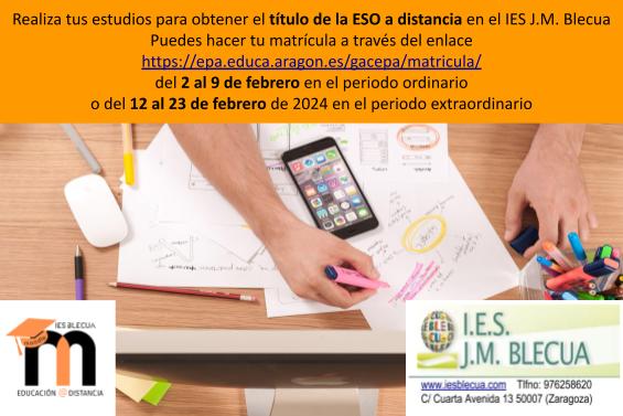 Consigue tu título de ESO a distancia: más información en sites.google.com/iesblecua.com/…