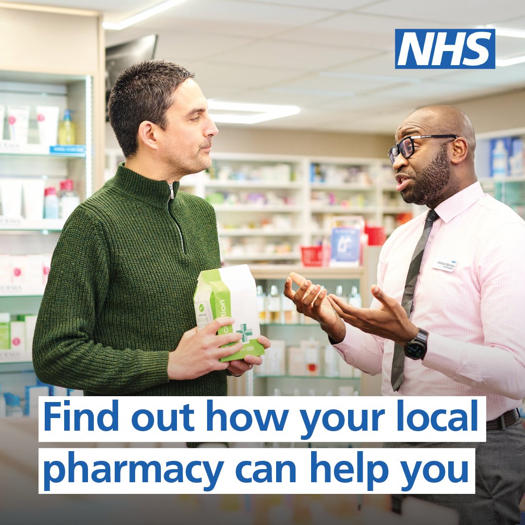 Your local pharmacy is here to help you🙌

They can provide clinical advice and treatment for minor illnesses, help with staying healthy and taking medicines, including using inhalers.

For more information, visit: nhs.uk/nhs-services/p…