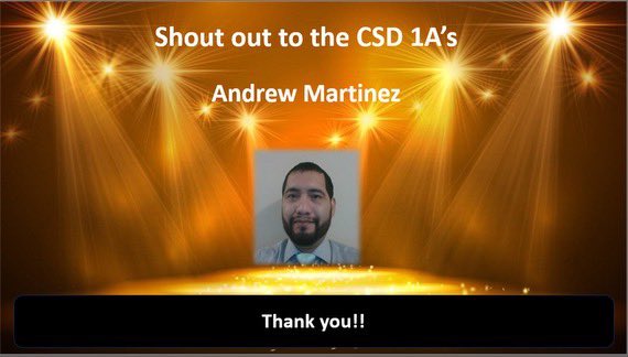 TyeshaR95508391's tweet photo. Shoutout to the CSD 1A’s: “Always turn a negative situation into a positive situation.” #CSDsquad #DreamTeam @A1SmithBlock @seanclarke333 @mliggi https://t.co/y1NuH76qKg