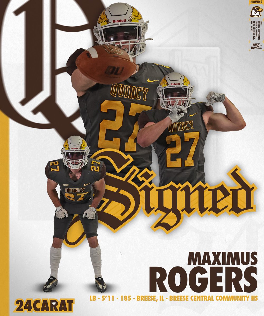 Quincy University Football (@quhawksfootball) on Twitter photo Hawk Nation, please welcome Linebacker, Maximus Rogers <a href="/maximus_ro39189/">Maximus_Rogers</a>, from Breese Central Community High School! Hawk Nation, please welcome Linebacker, Maximus Rogers <a href="/maximus_ro39189/">Maximus_Rogers</a>, from Breese Central Community High School!
