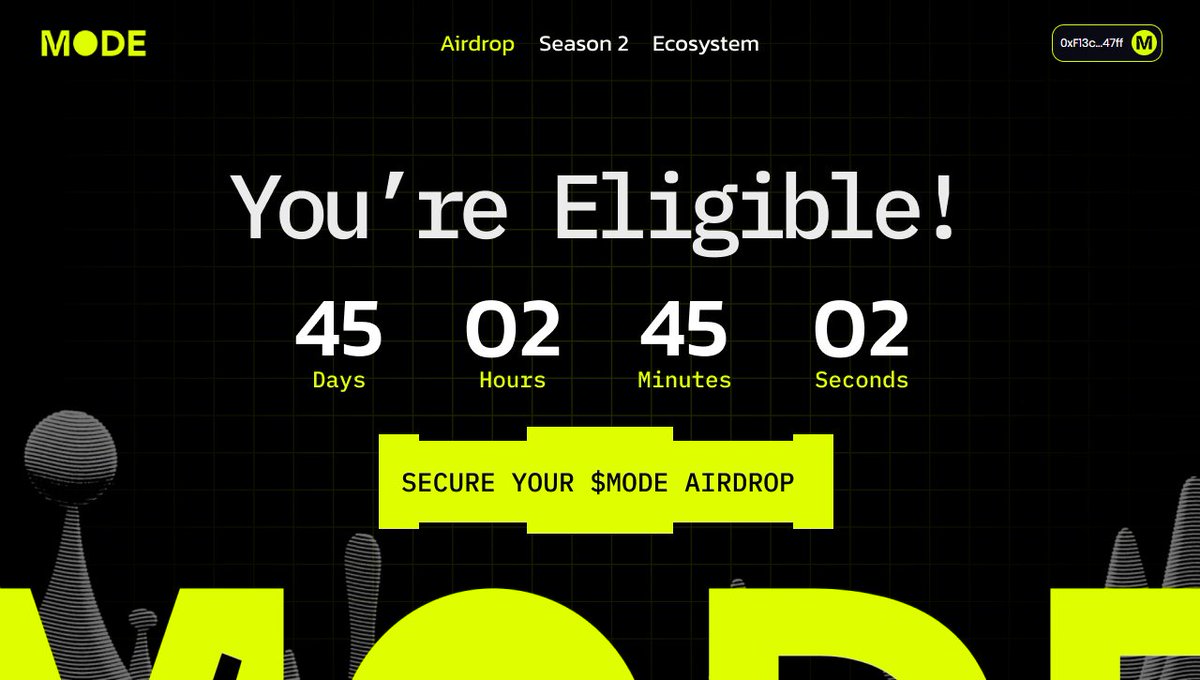 0xHvdes's tweet photo. 550M $MODE allocated for Q1 2024 airdrop!

Secure your FREE airdrop by few easy steps.

Dive into step-by-step video guide🧵👇 https://t.co/3ltqkZ0C4n
