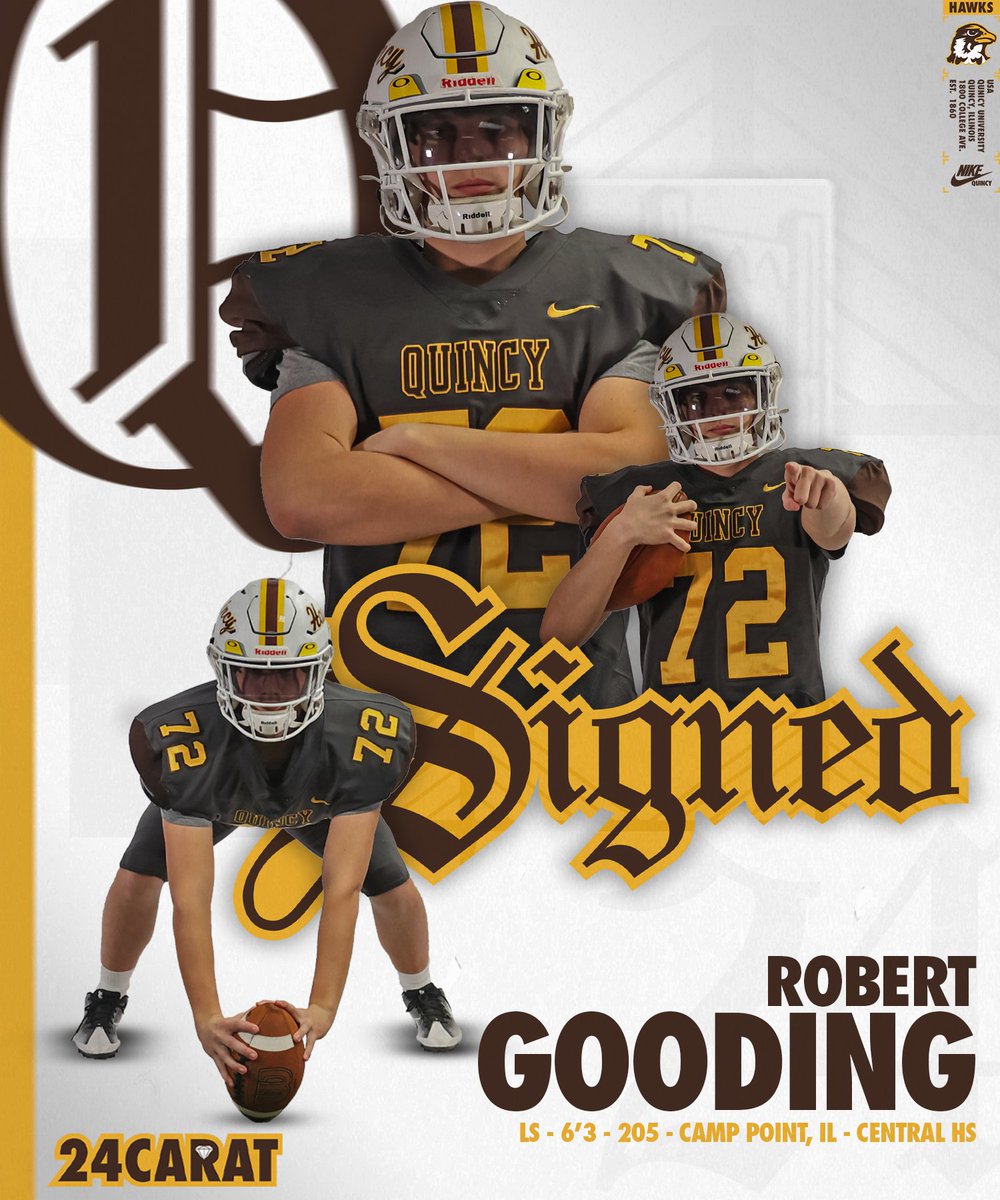 Quincy University Football (@quhawksfootball) on Twitter photo Hawk Nation, please welcome Long Snapper, Robert Gooding <a href="/Rgooding05/">Robert Gooding</a>, from Camp Point Central High School! Hawk Nation, please welcome Long Snapper, Robert Gooding <a href="/Rgooding05/">Robert Gooding</a>, from Camp Point Central High School!