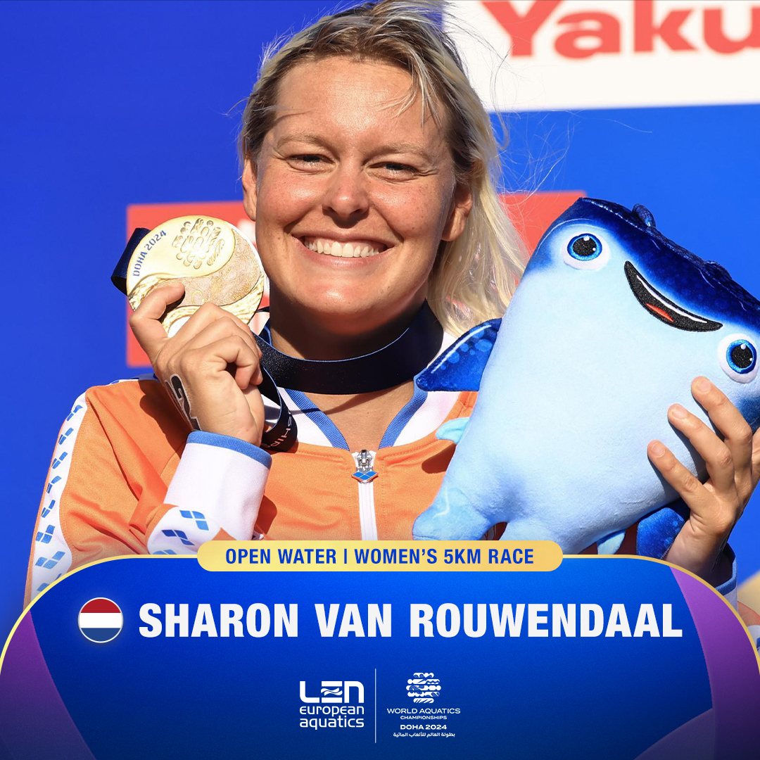 10km gold ✅ 5km gold ✅ Van Rouwendaal dominates in Doha! 🥇

@SVRouwendaal bagged yet another <a href="/WorldAquatics/">World Aquatics</a> #OpenWater gold, this time in the Women's 5km race! 🇳🇱

📷: <a href="/WorldAquatics/">World Aquatics</a> | #AQUADoha2024