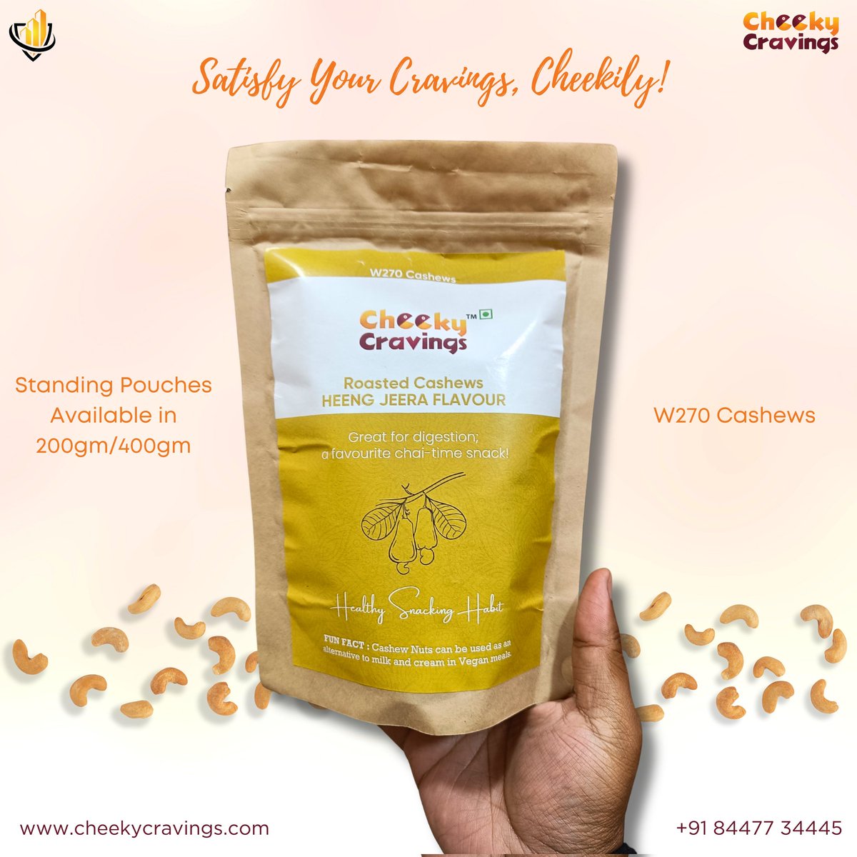 QualyticsC's tweet photo. Boost your well-being one crunchy bite at a time with Cheeky Cravings Cashews!
Say hello to a healthier lifestyle and order your Cheeky Cravings today! Available in 200gm and 400gm packs.

#WellnessBoost #CashewLove #Cashews #CheekyCravings #OrderNow https://t.co/pMLz0BIMgO