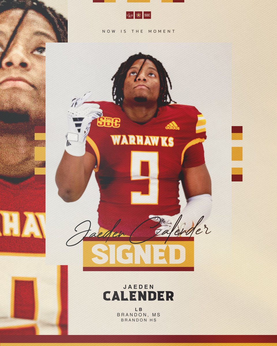 ULM_FB's tweet photo. ✍️ 𝓢𝓘𝓖𝓝𝓔𝓓            

Welcome to the Warhawk family, @jaeden_calender.

#NSD24 https://t.co/74MoTpfzZ1