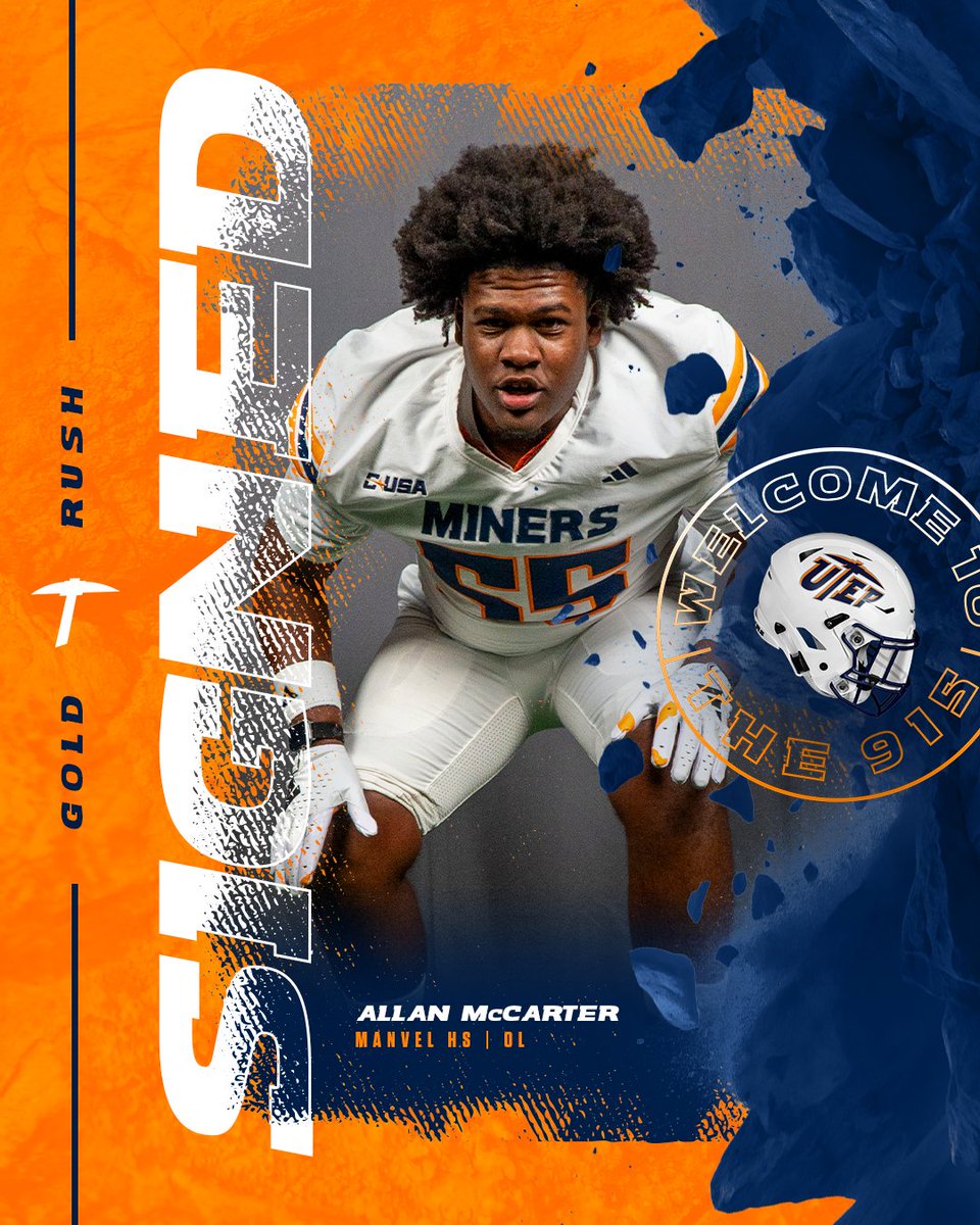 𝓼𝓲𝓰𝓷𝓮𝓭✍️ —> Allan McCarter 
 
Welcome to the 915‼️ 
 
#WinTheWest 🏈 
#PicksUp ⛏️ 
#OKG 😤