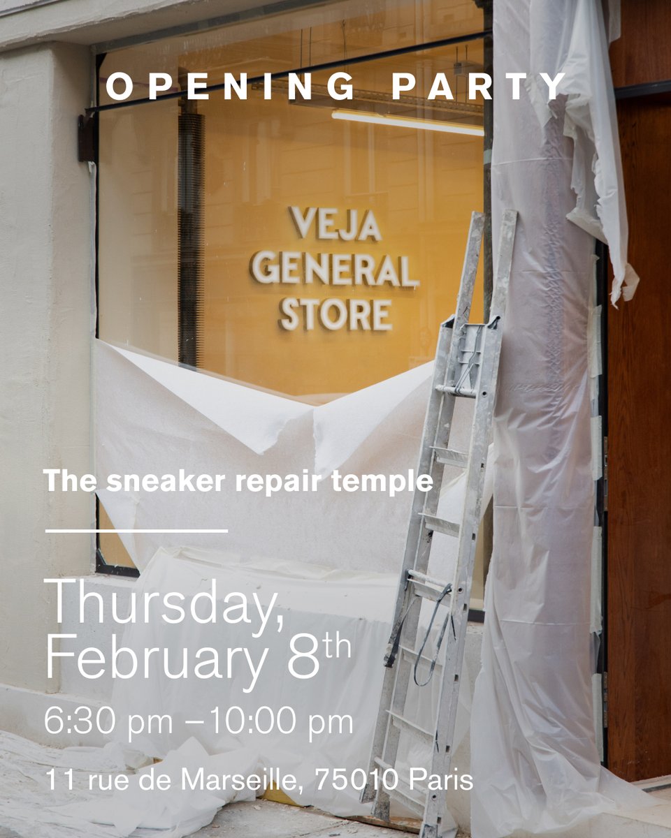 vejaproject's tweet image. OPENING PARTY 🔥​
Feb 8th, 6pm-9pm ​
VEJA General Store​
11 rue de Marseille, 75010​

Drinks by Soif and BapBap​
Live music by @yellowstraps
And DJ set by @hey_bony​

#VEJA #launchparty #paris