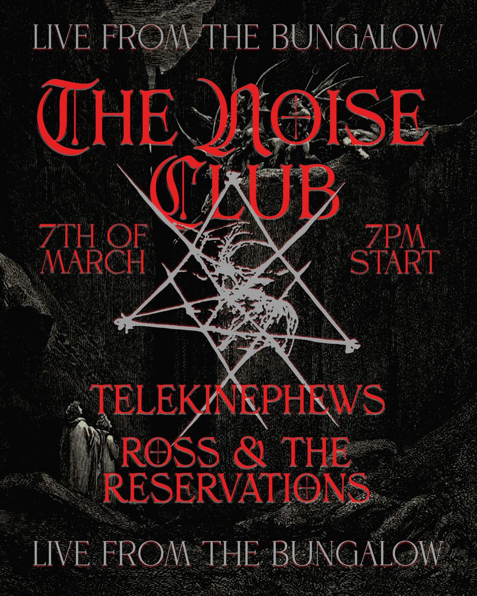 One month today until we descend upon @thebungalowpaisley like an infernal horde alongside @rossandthereservations and @telekinephewsband Tickets - linktr.ee/The_noise_club