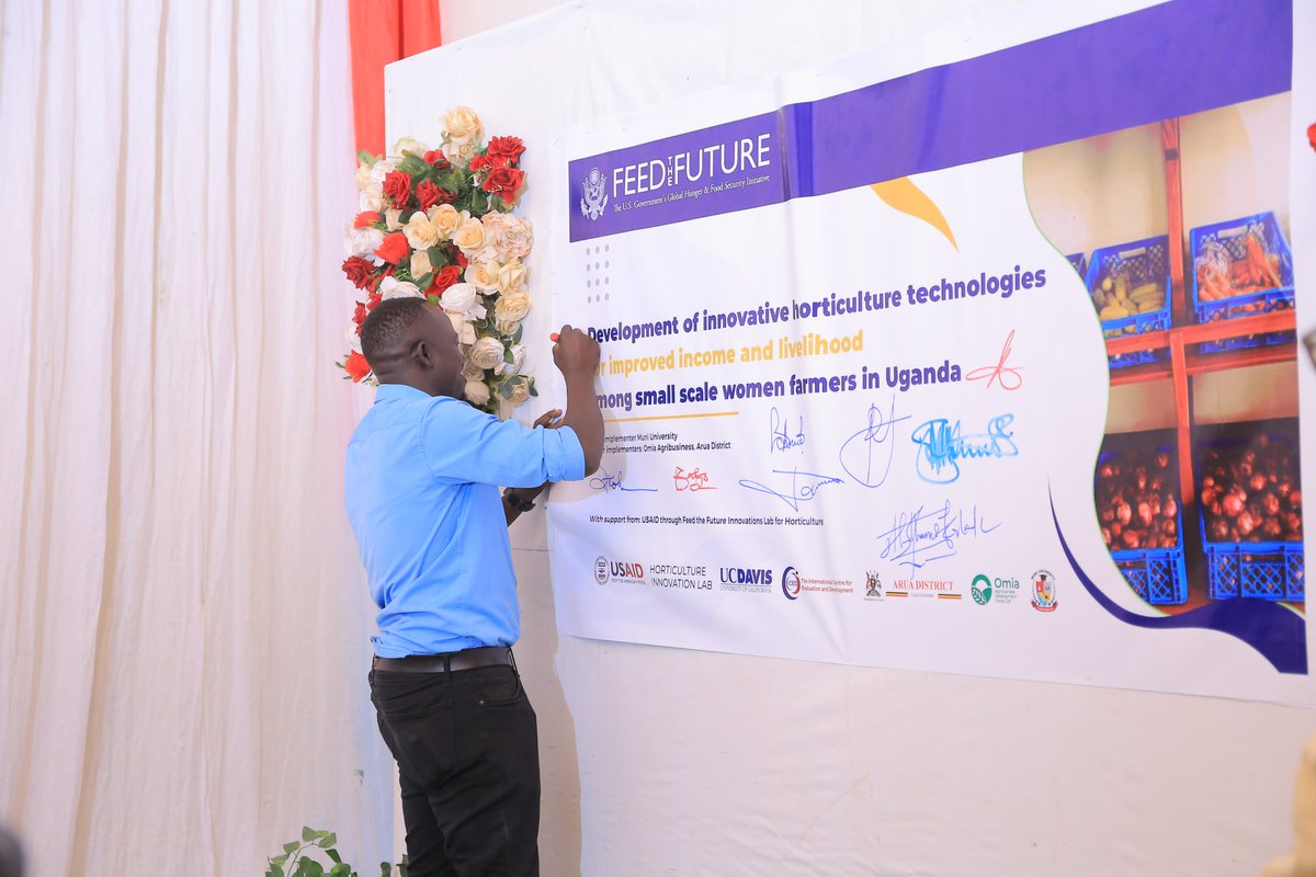 Muni_University's tweet photo. MU in partnership with @ICED has launched the project "Development of innovative horticulture technologies for improved income and livelihood among small scale women farmers in Uganda" under the Feed the Future innovations Lab for Horticulture, funded by @USAID @HortInnovLab https://t.co/70nDwjR4ya